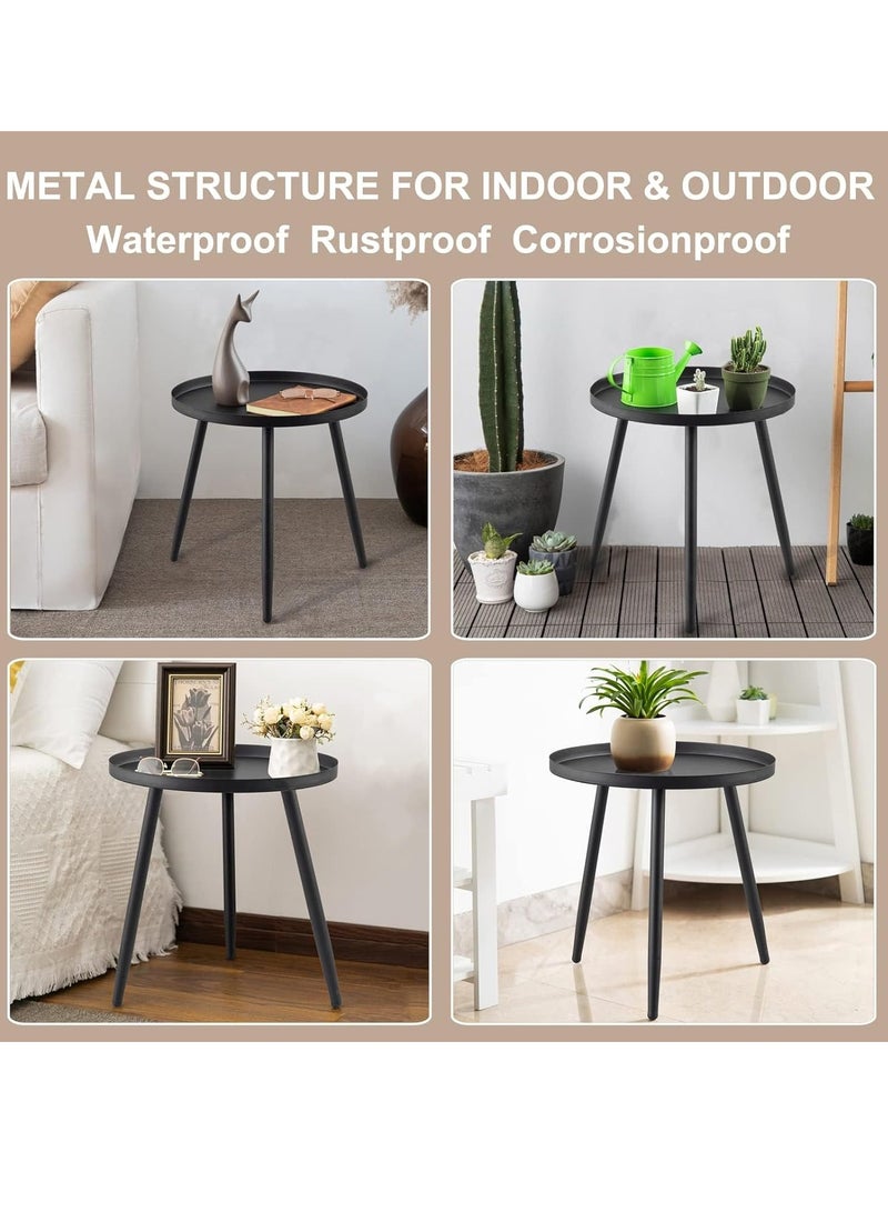 MIXDE Round Side Table, Nightstand End Table for Living Room, Bedroom, Small Spaces, Easy Assembly Metal Bedside Table Modern Home Decor Coffee Table - Image 4