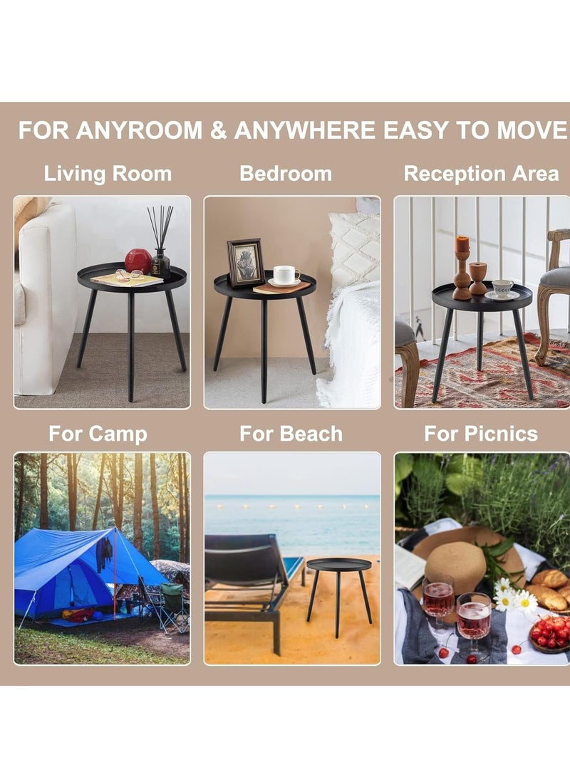 MIXDE Round Side Table, Nightstand End Table for Living Room, Bedroom, Small Spaces, Easy Assembly Metal Bedside Table Modern Home Decor Coffee Table - Image 5