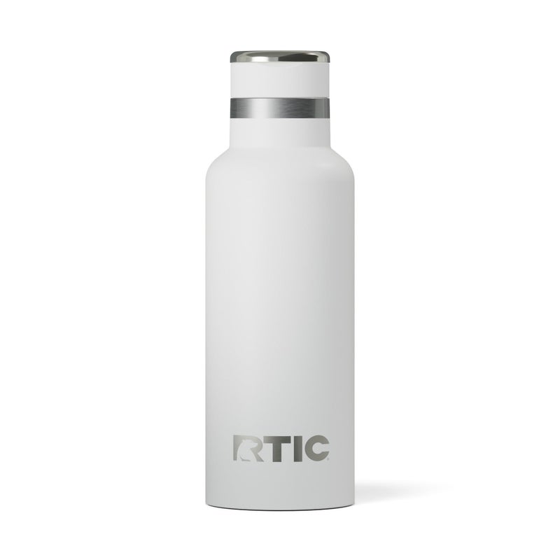 RTIC 16oz Journey Water Bottle Ceramic Lined Metal Stainless Steel Vacuum Insulated BPA Free Reusable for Water Hot and Cold Drinks Travel Sports Camping White