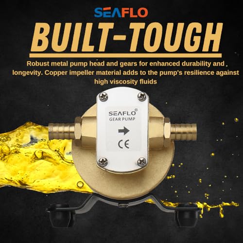 SEAFLO 12v Self Priming Impeller Gear Pump 3.2 GPM/12.0 LPM for Diesel Lubricants Machinery Fuel Scavenge Oil Transfer - Image 2