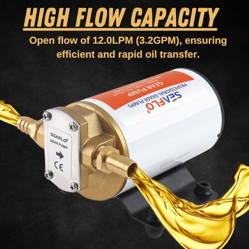SEAFLO 12v Self Priming Impeller Gear Pump 3.2 GPM/12.0 LPM for Diesel Lubricants Machinery Fuel Scavenge Oil Transfer - Image 4