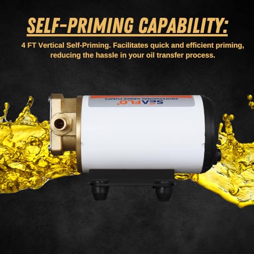 SEAFLO 12v Self Priming Impeller Gear Pump 3.2 GPM/12.0 LPM for Diesel Lubricants Machinery Fuel Scavenge Oil Transfer - Image 5