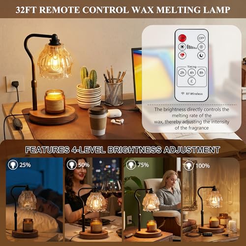Fitrobust Candle Warmer Lamp with Timer and Wireless Remote Control, Dimmable Candle Warmer for Jar Candles, Height Adjustable Wax Melts Warmer, Mothers Day Birthday Gift for Women, House Warming New Home Decor - Image 3