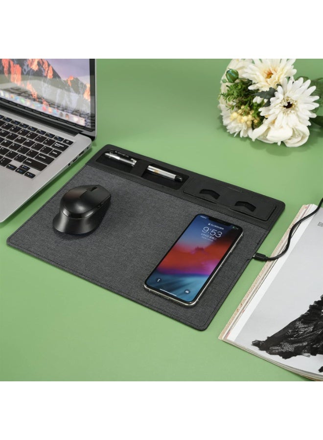 ALLTEC Multifunctional Wireless Charging Mouse Pad with Phone Stand & Organizer - Image 3