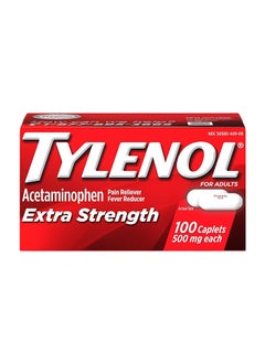 TYLENOL كبسولات مسكنة للألم ومخفضة للحمى ذات قوة إضافية، 500 ملغ من حبوب أسيتامينوفين لتخفيف آلام الصداع وألم الظهر وألم الأسنان وتخفيف آلام التهاب المفاصل الطفيفة؛ 100 قيراط  - Image 1