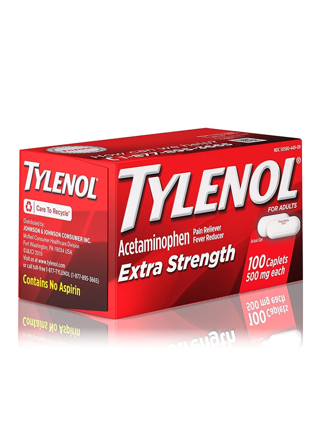Tylenol كبسولات مسكنة للألم ومخفضة للحمى ذات قوة إضافية، 500 ملغ من حبوب أسيتامينوفين لتخفيف آلام الصداع وألم الظهر وألم الأسنان وتخفيف آلام التهاب المفاصل الطفيفة؛ 100 قيراط - Image 2
