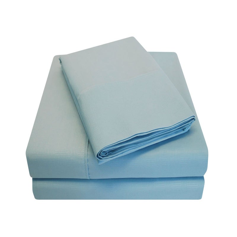 Heritage 3000 Series Embossed Basket Weave Wrinkle Resistant King Microfiber Sheet Sets Blue
