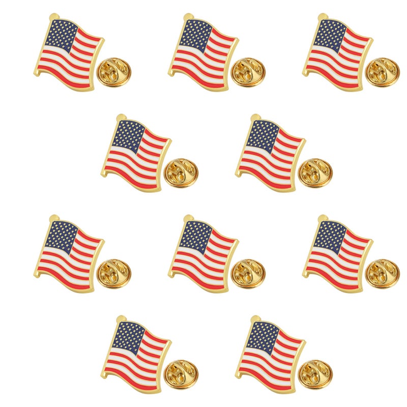 TONOS American Flag Lapel Pin 10-Pack, Metal Enamel US Flag Pins with Butterfly Clutch Backs, Patriotic USA Lapel Pins for Men & Women, Bulk Set for 4th of July, Memorial & Veterans Day (US flag pin, 10) - Image 2