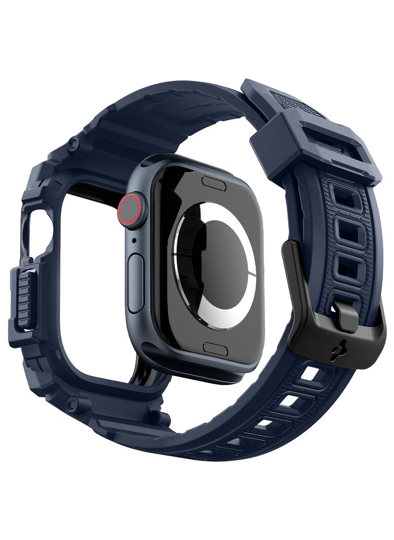 Spigen - Rugged Armor Pro for Apple Watch Series 10 (46mm) Case with Band - Navy Blue - Image 1