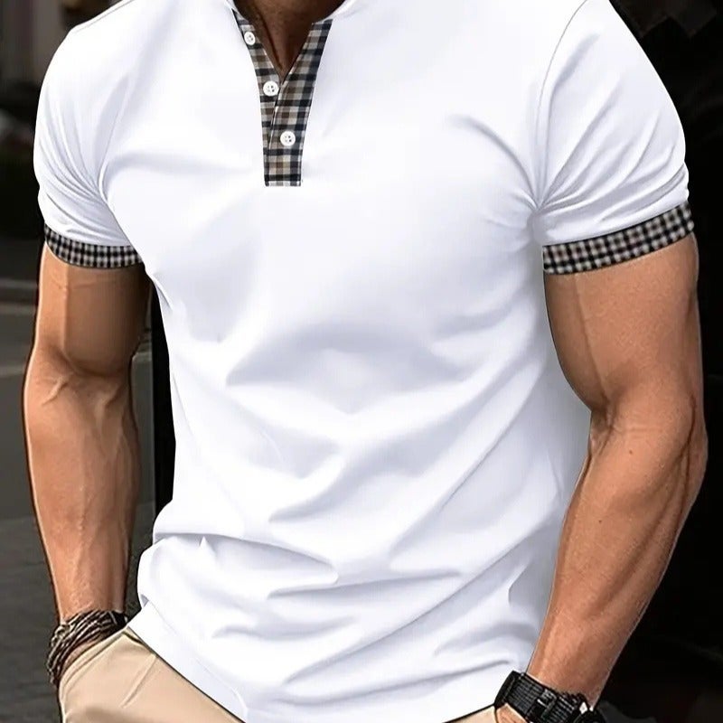 2024 Summer Men'S Button Polo Shirt Solid Color Short-Sleeved Casual Top Men'S Fashion Me12 - Image 5