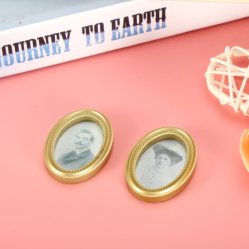 2Pcs/Set doll house Miniature Oval Frame Picture Photo Dollhouse DIY Accessories - Image 5