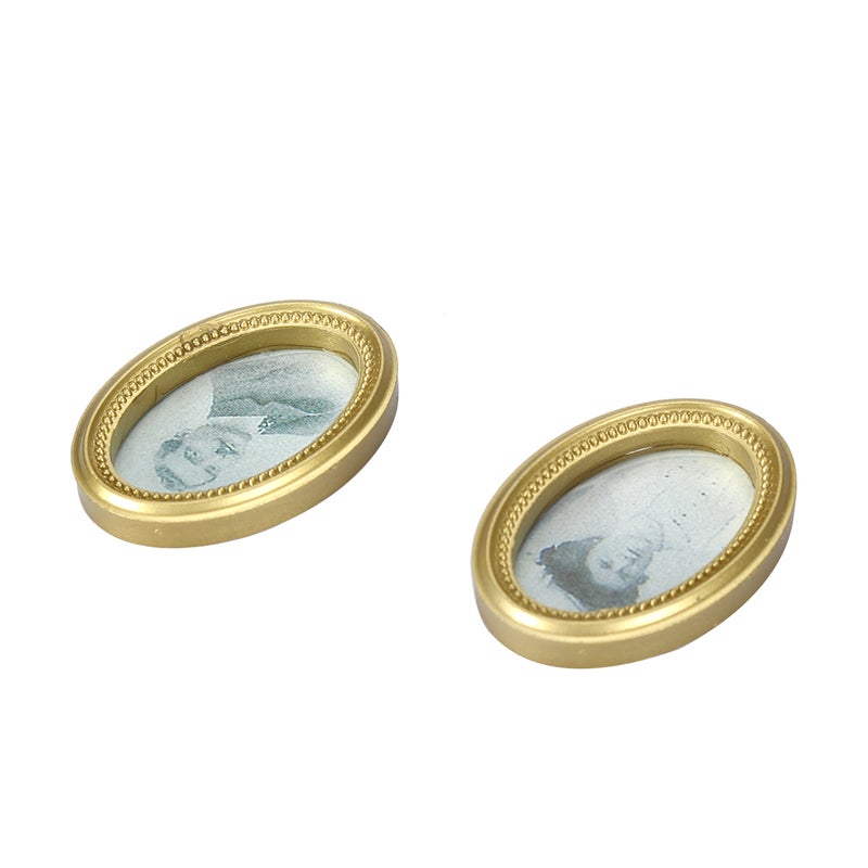 2Pcs/Set doll house Miniature Oval Frame Picture Photo Dollhouse DIY Accessories - Image 3