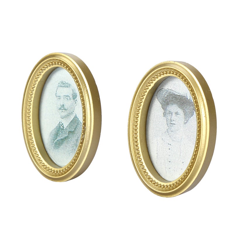 2Pcs/Set doll house Miniature Oval Frame Picture Photo Dollhouse DIY Accessories - Image 2
