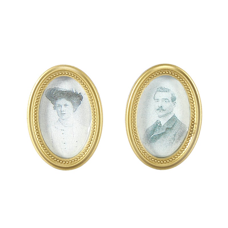 2Pcs/Set doll house Miniature Oval Frame Picture Photo Dollhouse DIY Accessories - Image 1