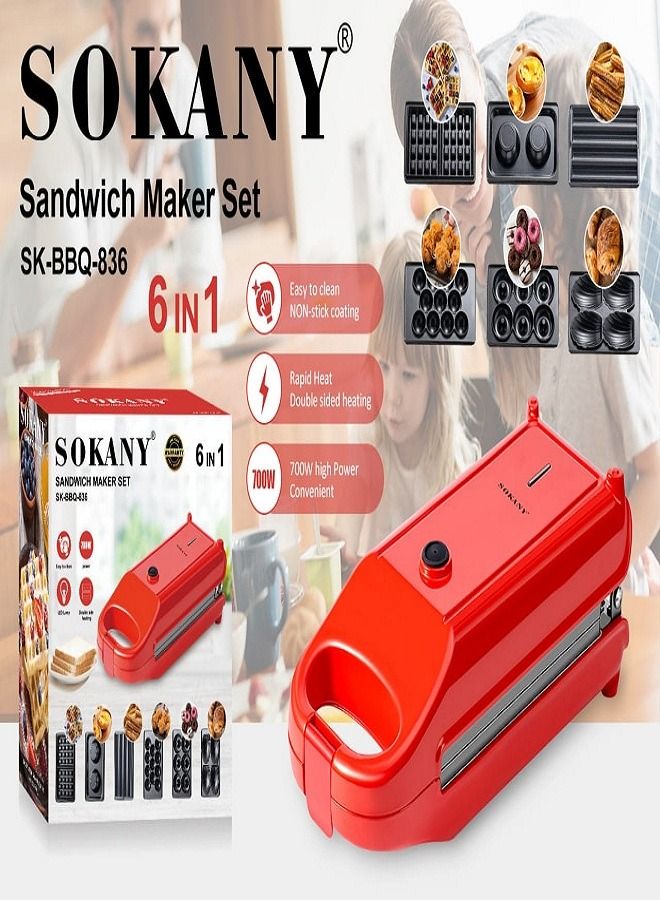 SK-BBQ-836 Sandwich Maker Set 6 In 1 -700W