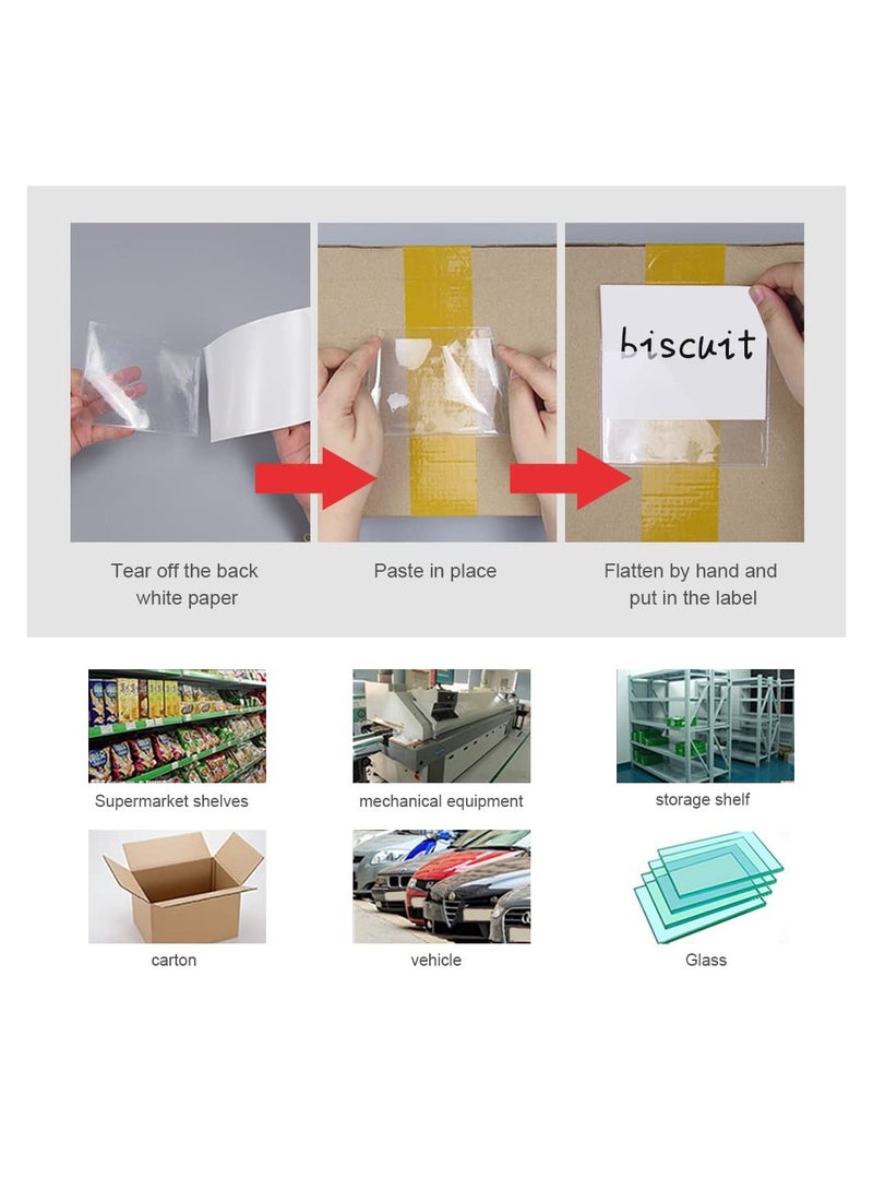 Excefore Self-Adhesive Pocket, 8 pcs Card Plastic Pocket Holder, for Labelling and Identifying Boxes, Folders, and Documents (Inner Size:14.8 * 21cm) - Image 4