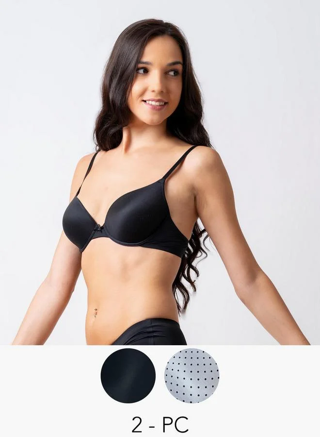 Aadaraya Set of 2 - Aadaraya Assorted Plunge Bra with Hook and Eye Closure