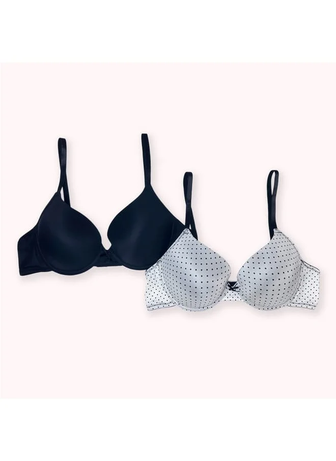 Aadaraya Set of 2 - Aadaraya Assorted Plunge Bra with Hook and Eye Closure