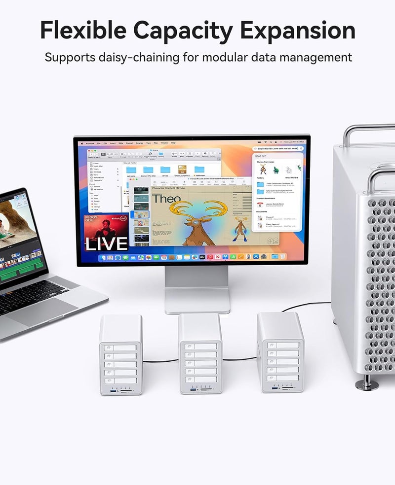 Orico All Flash SSD Case, 5 Bays, 8TB×5, RAID Case, 10Gbps, USB 3.2 Gen2 Connection, 7-9.5mm, Supports 2.5-inch SSD/HDD, Daisy Chain Function, Aluminum Alloy, External SSD Case, USB 3.2 10Gbps Ports × - Image 5