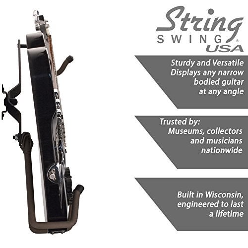 String Swing Horizontal Electric Guitar Holder for Normal or Headless Solid, Hollow and Semi-Hollow Bodied Guitars Wall Mount. Up to 15lbs (BCC151-N-FW) - Image 5