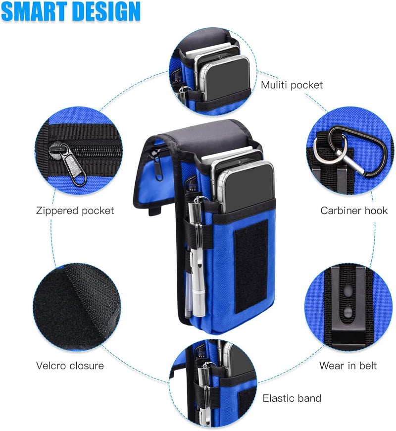 KATOLK Dual Phone Holster, Large Smartphone Pouch, Belt Cell Phone Holder for iPhone 16/15/14 Pro Max & Samsung Phones, Compatible with Power Bank, for Work, Hiking, Camping, Barbecue, Rescue (XL) - Image 4