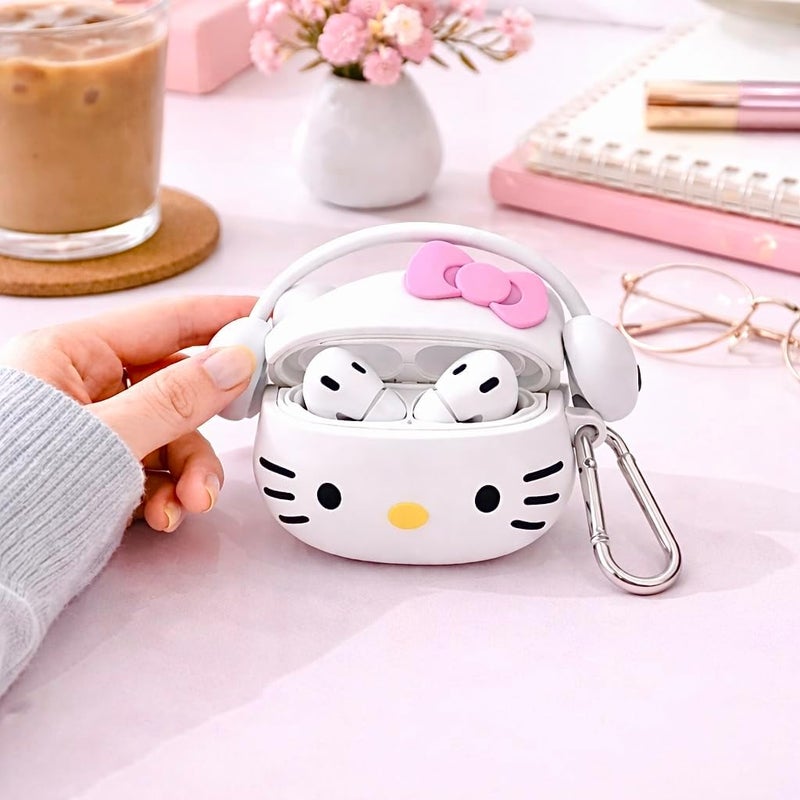 EMOH ROCED Compatible with AirPods Pro 2 Case with Cleaner Kit, Protective, Supports Wireless Charging Case Cover for AirPod Pro 1st/2nd Generation (2022/2019) (Kitty White) - Image 5
