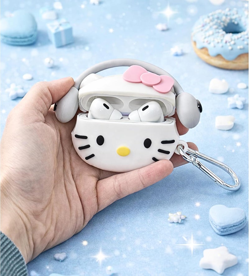 EMOH ROCED Compatible with AirPods Pro 2 Case with Cleaner Kit, Protective, Supports Wireless Charging Case Cover for AirPod Pro 1st/2nd Generation (2022/2019) (Kitty White) - Image 4