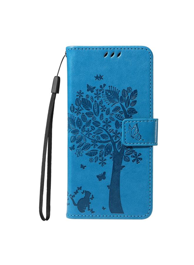 S-TOP Case For Realme 14x 5G Global Tree & Cat Embossed Pattern Flip Leather Phone Case - Image 2