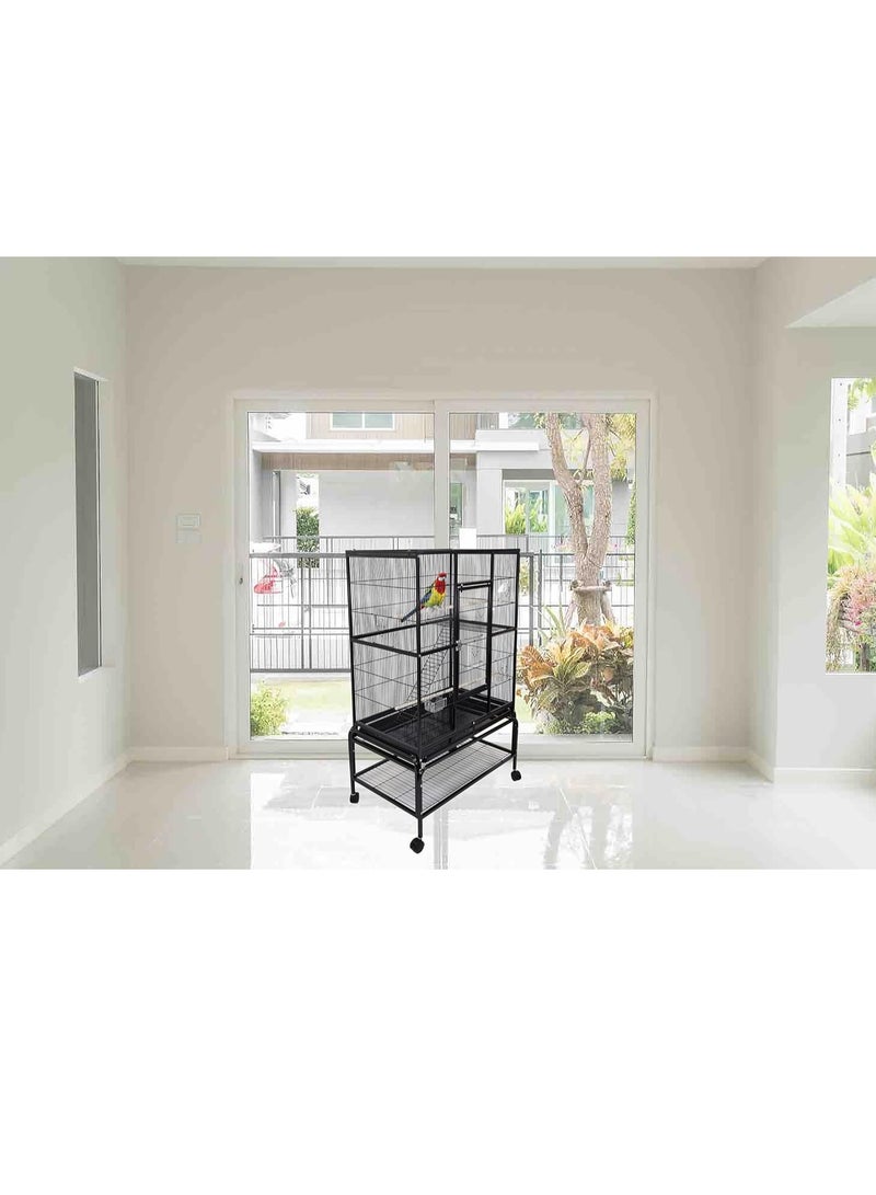 NNC PETS قفص حديث ممتع مع حاويات طعام للببغاء أسود 136 سم | للاستخدام الداخلي | سهل التجميع | قفص باللون الأسود | راحة للطيور | عجلات عالمية | تصميم جميل - Image 5