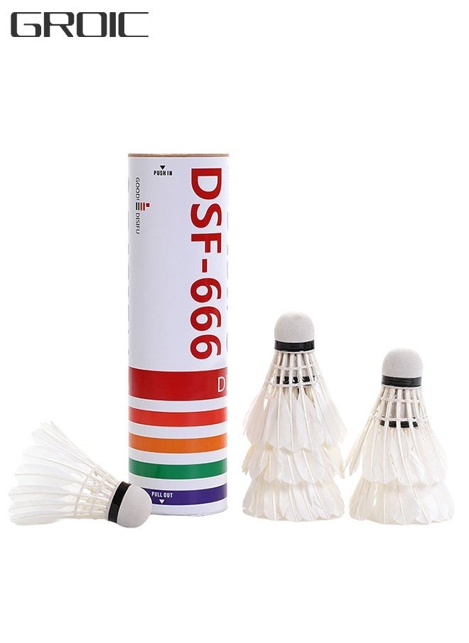 GROIC Goose Feather Badminton Shuttlecocks with Great Stability and Durability, High Speed Badminton ball, Pack of 6  - Image 1