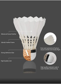 GROIC Goose Feather Badminton Shuttlecocks with Great Stability and Durability, High Speed Badminton ball, Pack of 6  - Image 2