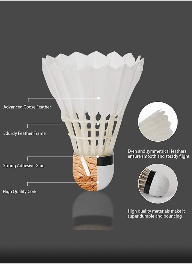 GROIC Goose Feather Badminton Shuttlecocks with Great Stability and Durability, High Speed Badminton ball, Pack of 6  - Image 2