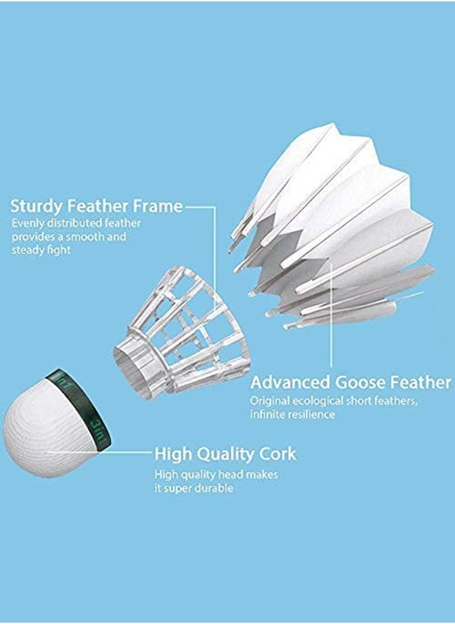 GROIC Goose Feather Badminton Shuttlecocks with Great Stability and Durability, High Speed Badminton ball, Pack of 6  - Image 3