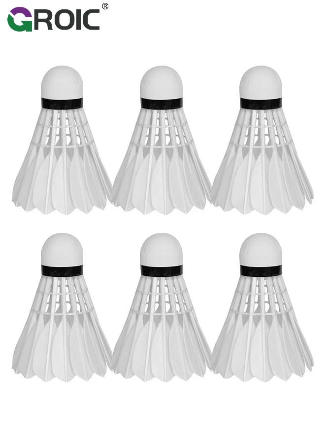 GROIC كرات الريشة من ريش الإوز مع ثبات ومتانة رائعين، كرة ريشة عالية السرعة، عبوة من 6 قطع - Image 1