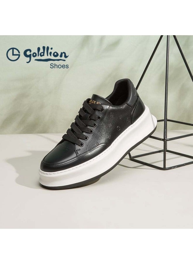 Goldlion Men's Shoes, Spring Classic Sneakers, Thick-soled Heightening Comfortable Versatile Casual Shoes, G578510344aae, Black, Size 43 - Image 4