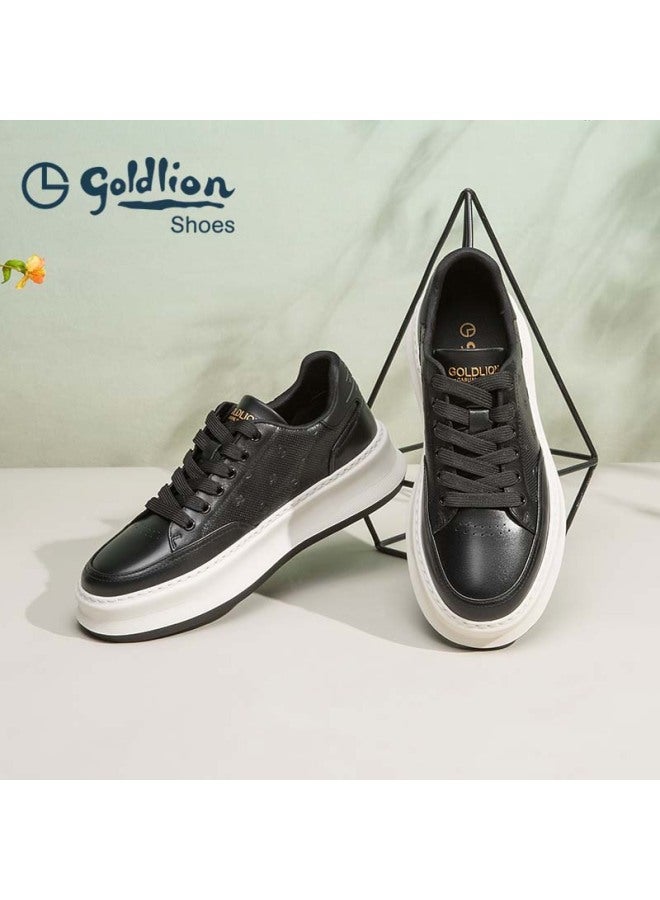 Goldlion Men's Shoes, Spring Classic Sneakers, Thick-soled Heightening Comfortable Versatile Casual Shoes, G578510344aae, Black, Size 43 - Image 5