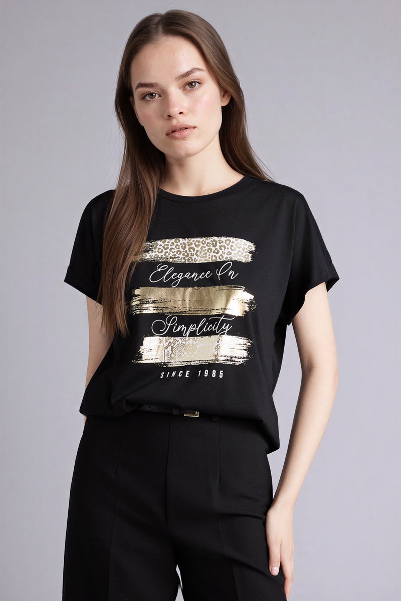 ديفاكتو تيشيرت نص كم قصة مريحة وياقة مستديرة - Image 1