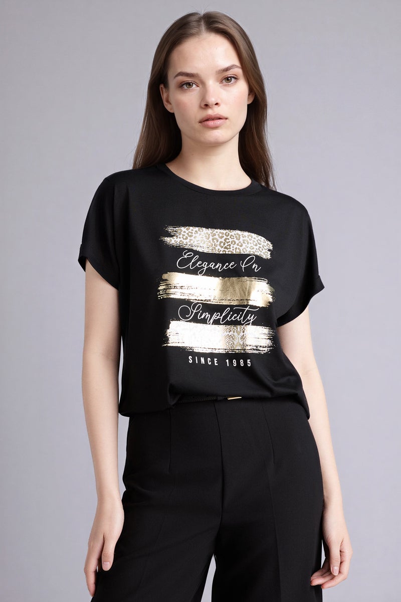 ديفاكتو تيشيرت نص كم قصة مريحة وياقة مستديرة - Image 3