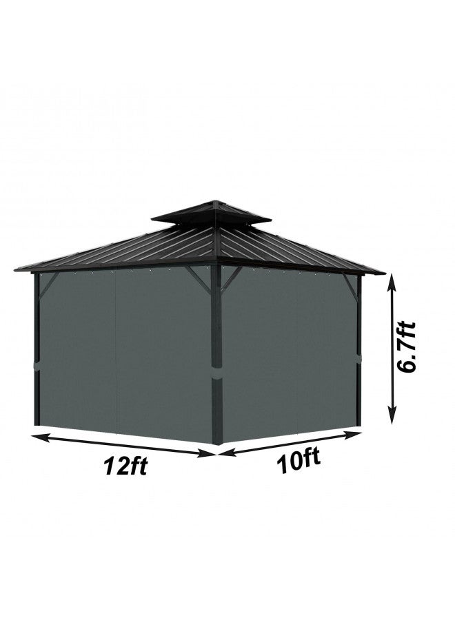 Tngan Gazebo Universal Replacement Privacy Curtain, 10'X12' Gazebo Curtains Outdoor Waterproof, 4-Panels Sidewall Curtains with Zipper for Patio, Garden and Backyard (Only Curtains, 10'x12', Grey) - Image 1