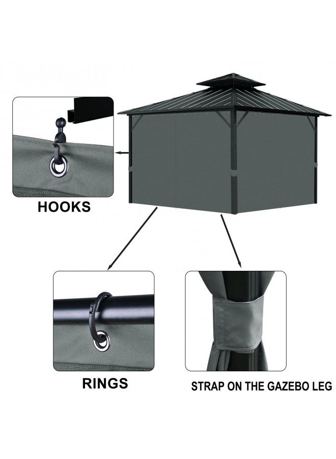 Tngan Gazebo Universal Replacement Privacy Curtain, 10'X12' Gazebo Curtains Outdoor Waterproof, 4-Panels Sidewall Curtains with Zipper for Patio, Garden and Backyard (Only Curtains, 10'x12', Grey) - Image 4