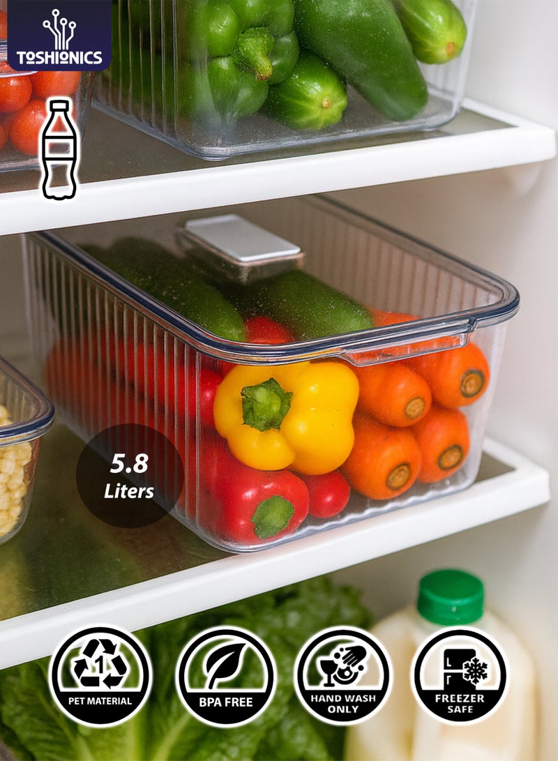 Toshionics 5.8 Liters Transparent Storage Box with Secure Cover Lid T114625 – Clear Plastic Organizer Container for Home, Kitchen, Pantry, Fridge, Wardrobe & Office | Durable PET+PP Stackable Storage Bin - Image 1