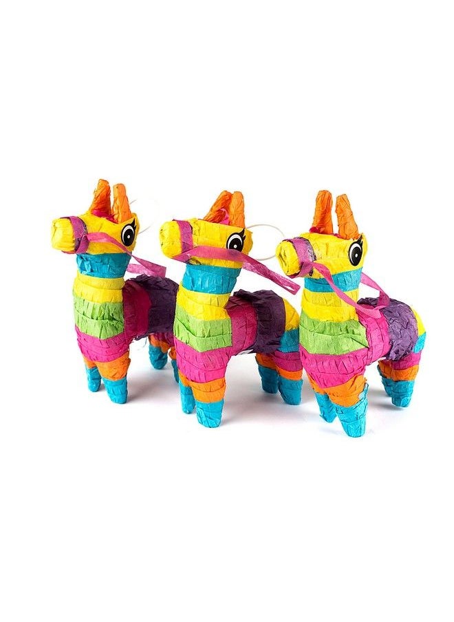 Neliblu Set Of 3 Mini Donkey Pinatas 4"X7" Inches Fiesta Party Decorations Cinco De Mayo Pinata Party Favors Party Supplies And Centerpieces Fiesta Decorations  - Image 2