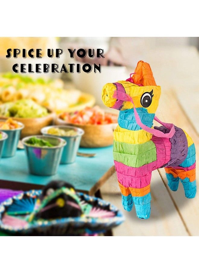 Neliblu Set Of 3 Mini Donkey Pinatas 4"X7" Inches Fiesta Party Decorations Cinco De Mayo Pinata Party Favors Party Supplies And Centerpieces Fiesta Decorations  - Image 3