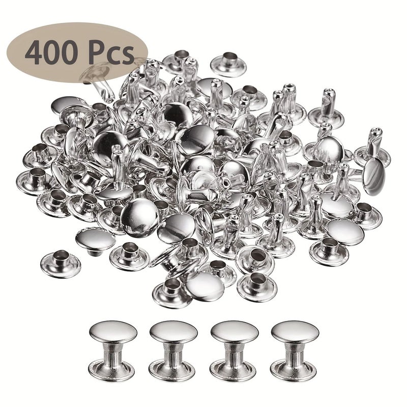 Silvery 200pcs Leather Rivets 6x6mm Double Cap Metal Studs for Craft Bags Belts - Image 5