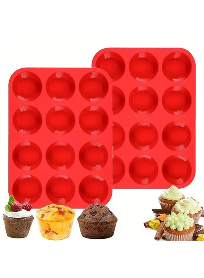 Large Silicone Muffin Baking Tray 12 Cup Non Stick Cake Mold Orange Bpa Free Dishwasher Safe Microwaveable - Image 5