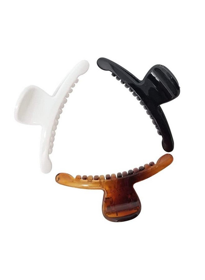 بيردوير مخلب كليب الفك منحني جامبو كبير الفاصل فراشة لا زلة قبضة أسود، أبيض، تورت، كبير، للنساء / الفتيات حزمة من 3 - Image 1