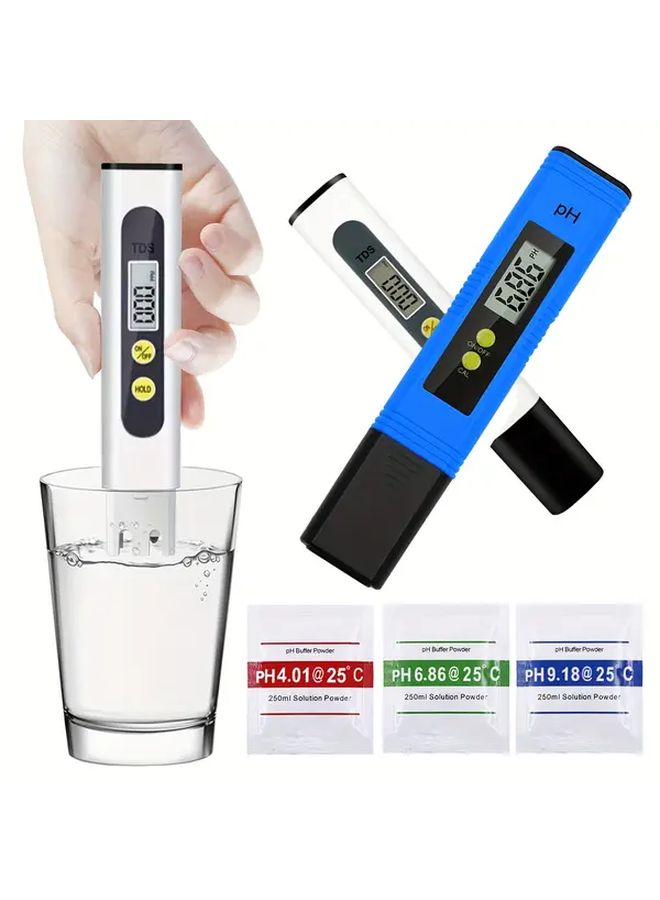 White Blue Digital PH Meter TDS Tester Water Quality Monitor for Aquarium Pool Spa - Image 1