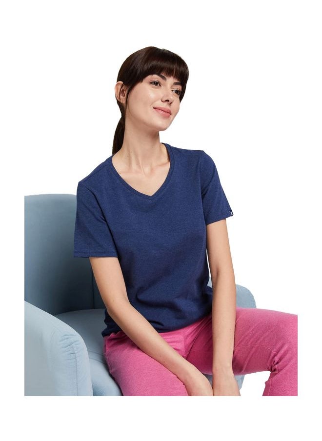 JOCKEY - Jockey 1359 Women Super Combed Cotton Elastane Stretch Regular Fit Solid V Neck Half Sleeve T Shirt - Image 1