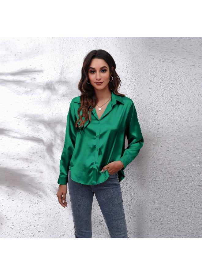 general Women's satin imitation silk long-sleeved blouse - Image 1