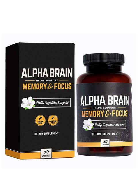 Alpha Premium Nootropic Brain Supplement 30 Count for Concentration, Brain - Memory Support & Brain Booster for Men & Women